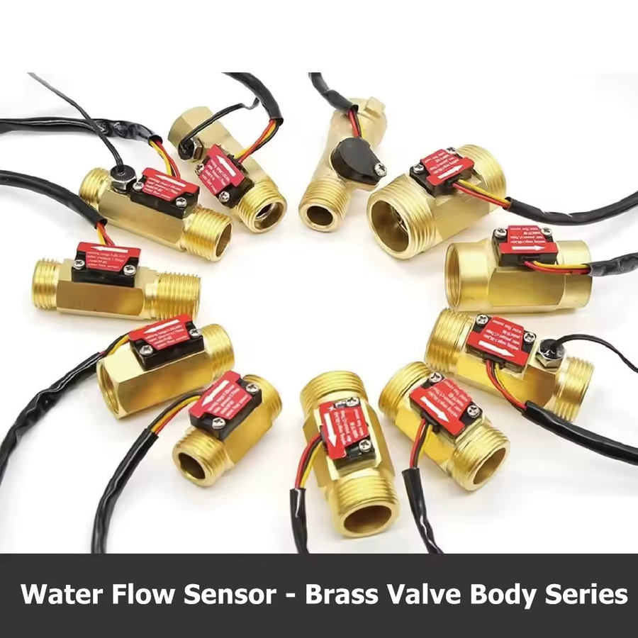 Messing Wasserdurchflusssensor Hall Turbine Durchflussmesser mit elektromagnetischem Impuls in Gold - Bild 2
