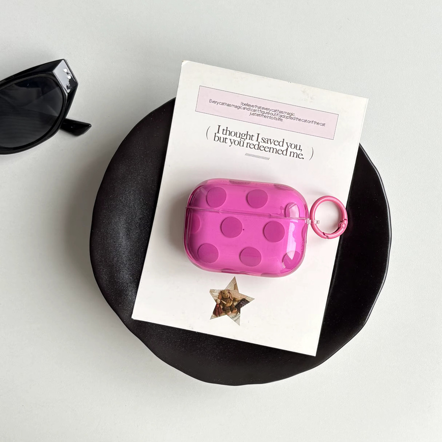 Transparente Apple AirPods Hülle mit Polka-Dot-Muster in Pink für AirPods 1, 2, 3, 4 und Pro/Pro 2/Pro 3 - Bild 2