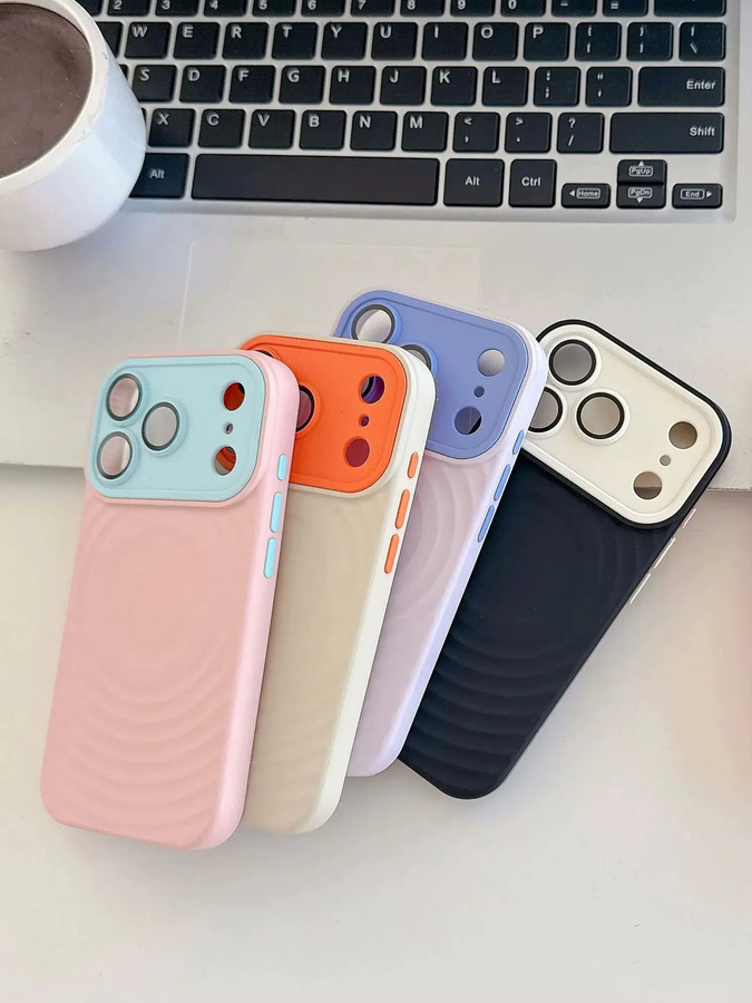 EHUIDE Wellenmuster Schutzhülle für iPhone 17 Pro Max, 16 Pro, 15, 14, 13 in Weiß mit magnetischer Linse und stoßfestem Design - Bild 3