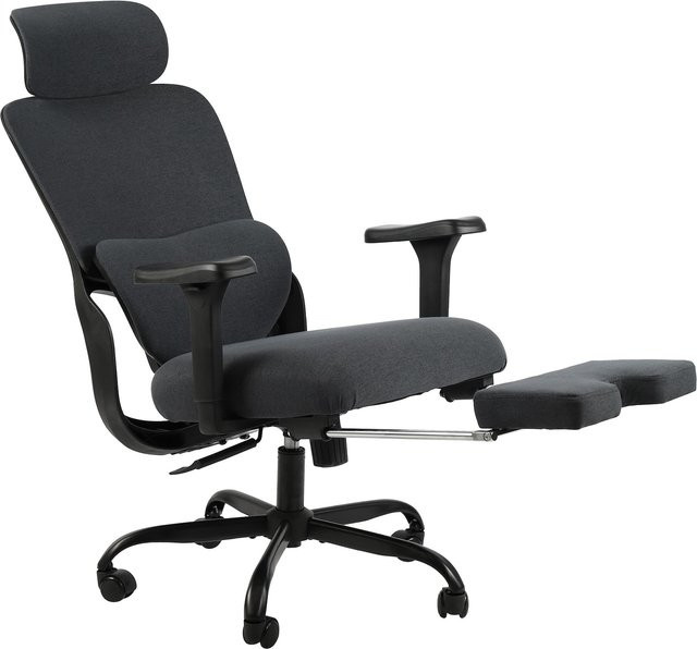 CLP Bürostuhl Leesburg ergonomisch mit Fußablage, Schreibtischstuhl mit 3D-Armlehnen, Kopfstütze und Lordosenstütze, bis 150 kg belastbar - Bild 1