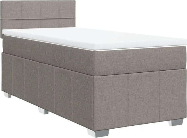 vidaXL Boxspringbett Hybrid mit Matratze und USB-Ladeport, Farbe Taupe, B/T: 90 x 200 cm - Bild 1