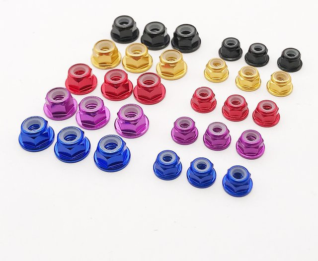 Creapart M3/M4 Aluminium Legierung Flansch Nylon Einsatz Kontermutter, 10-teiliges Set, mit Anti-skid Gummi ring - Bild 1