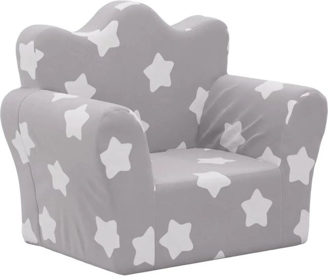 vidaXL Kindersofa Hellgrau mit Sternen aus weichem Plüsch B: 76,7 cm, T: 54 cm, H: 45 cm - Bild 1