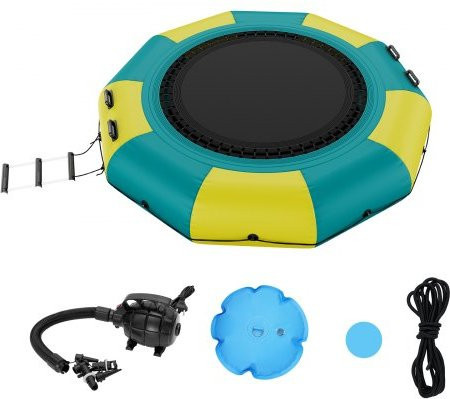VEVOR Inflatable Water Bouncer Wasser-Trampolin mit 3-stufiger Leiter und elektrischer Luftpumpe, tragbare Schwimmplattform für Pool und See - Bild 1