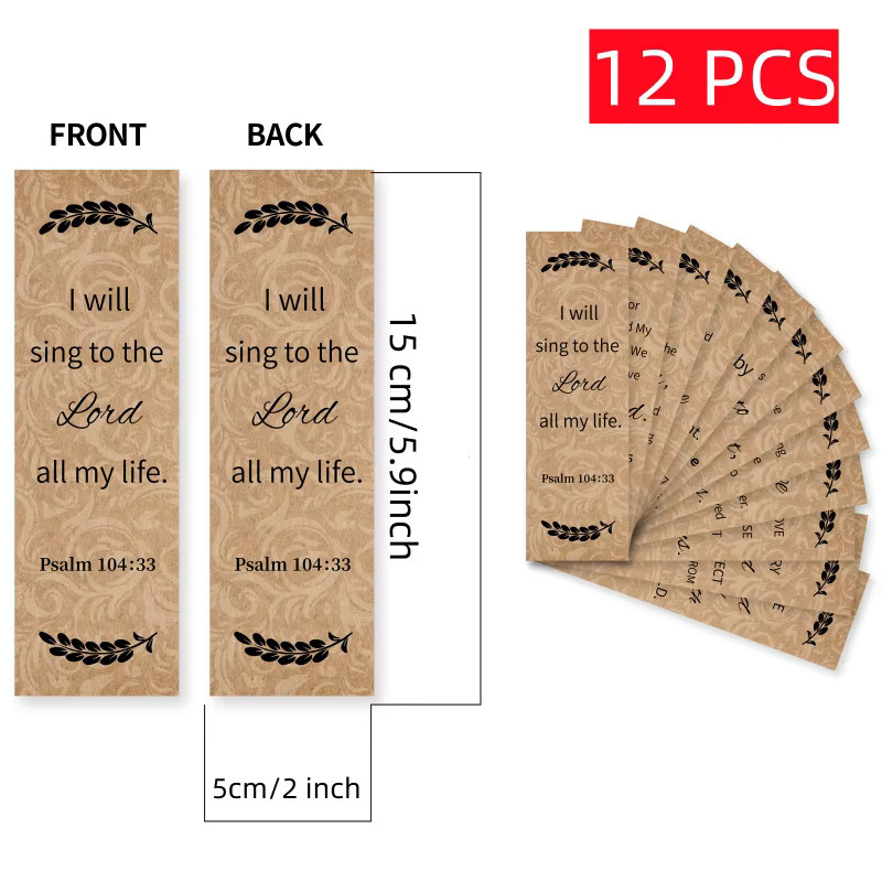 12-teiliges Lesezeichen-Set aus Papier in Braun mit Vintage-Schrift und inspirierenden Zitaten - Bild 2
