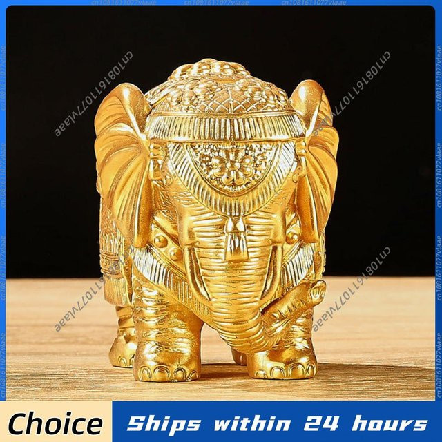 APWIKOGER Goldene Elefanten-Statue aus Metall als orientalische Deko-Figur für dein Regal oder den TV-Ständer - Bild 1