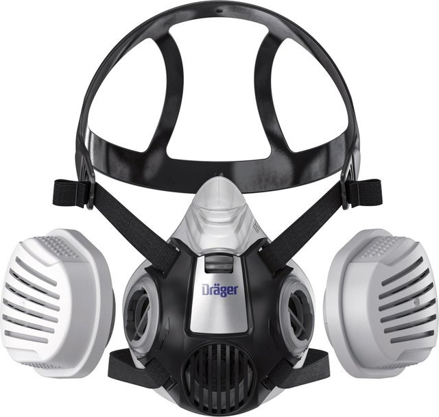 Dräger X-plore 3300 Halbmaske Handwerkerset mit P3-R-Filtern in Größe S, Farben Schwarz, Weiß und Grau - Bild 1