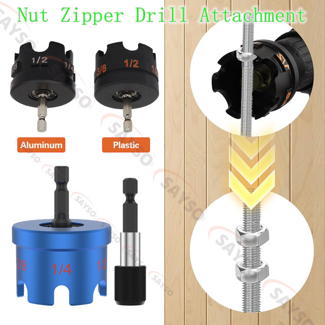 Sechskantschaft-Mutternschlüssel aus Aluminiumlegierung in Schwarz für 1/4-Zoll, 3/8-Zoll und 1/2-Zoll Gewindestangen - Bild 1