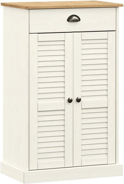 vidaXL Schuhschrank VIGO Weiß aus massivem Kiefernholz mit Jalousie-Design, B/T/H: 60 x 35 x 96 cm - Bild 1