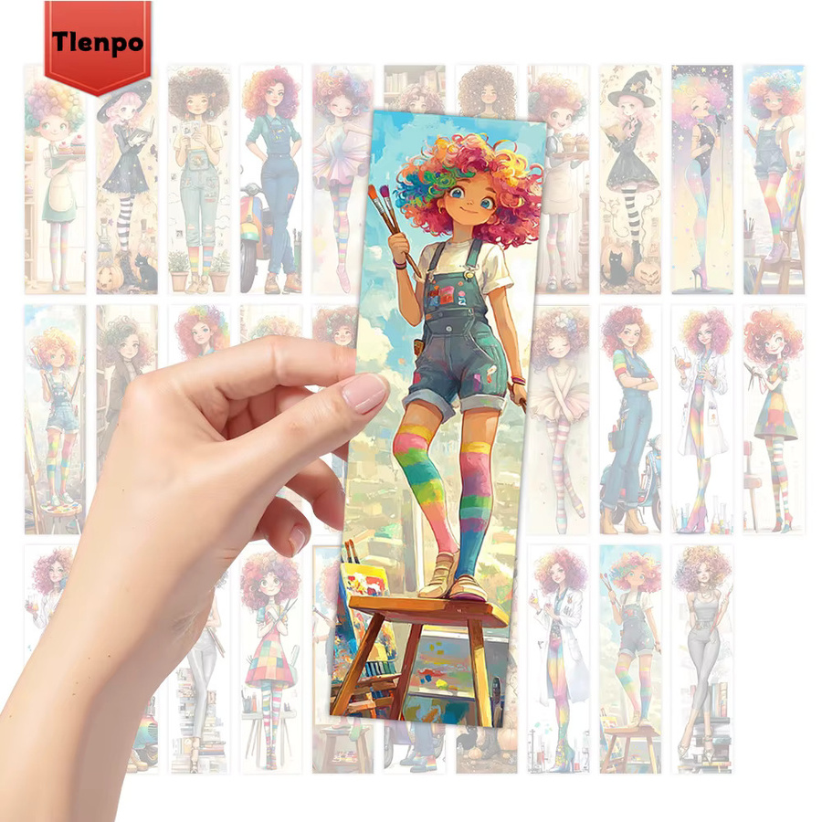 32 Stück Regenbogen-Mädchen-Lesezeichen von tlenpo in Multicolour mit kreativen künstlerischen Designs aus Papier - Bild 4