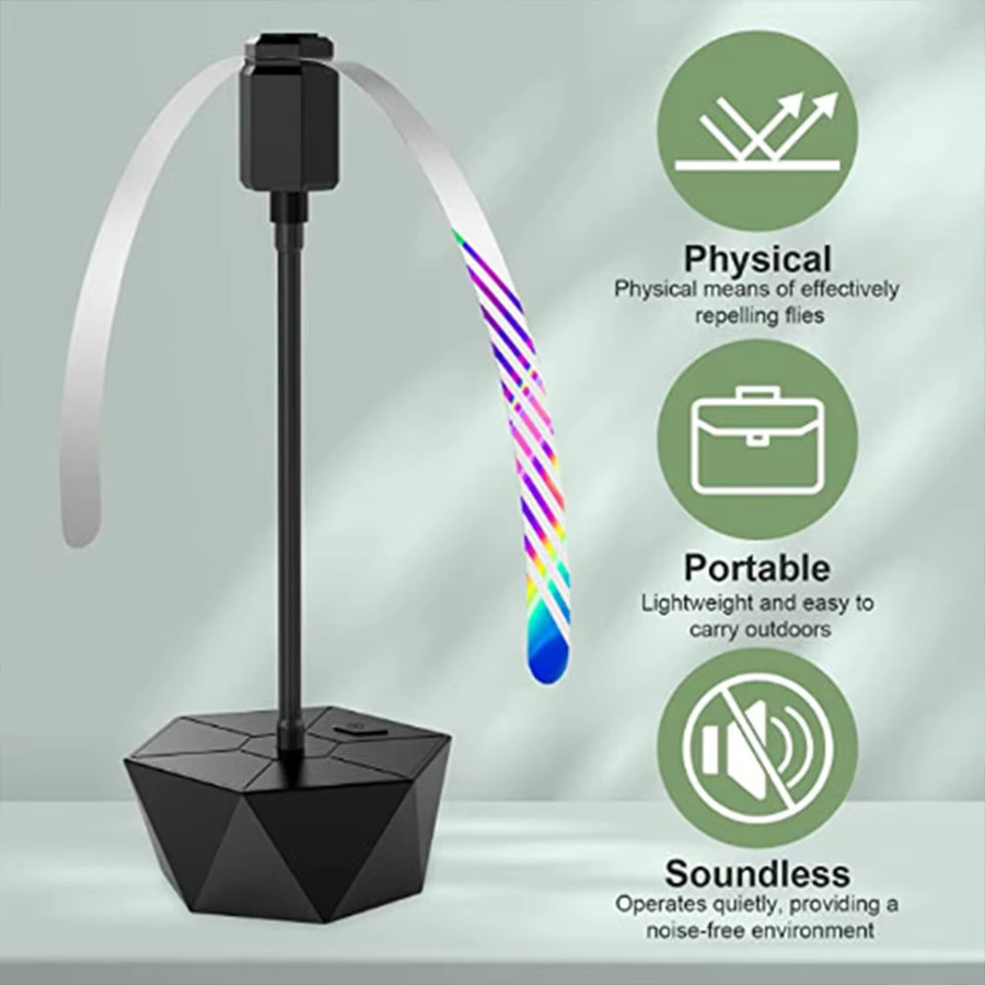 IGIDY Fliegenabwehr-Ventilator Schwarz, Einziehbar und Wiederaufladbar, Tischventilator für Outdoor-Partys, B/T/H: 26,5 x 11,0 cm - Bild 2