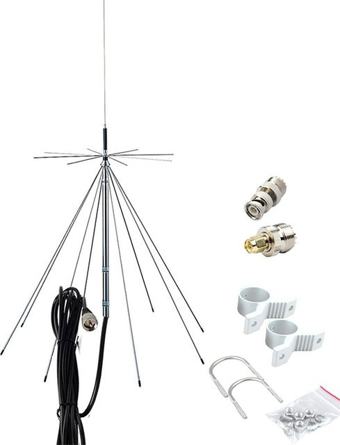 Diamond Discone Antenne D3000N in Silber für Scanner, CB, UHF, VHF und SDR (25-3000 MHz) - Bild 1