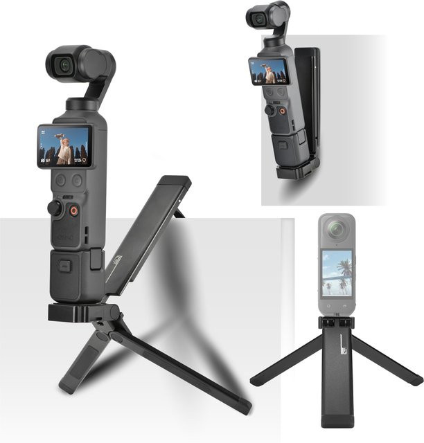 Magnetische Mini-Stativhalterung in Schwarz für DJI Pocket, Osmo Action und GoPro als Zubehör für Selfie-Stick und Griff - Bild 1