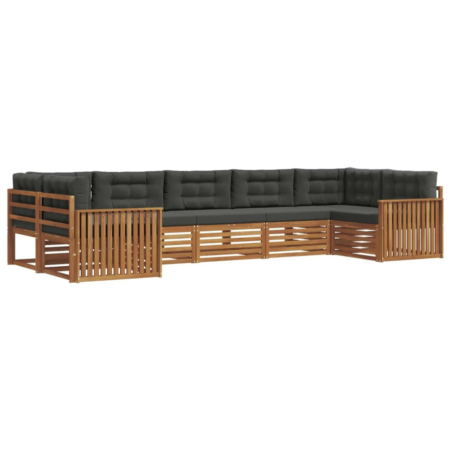 vidaXL Sofagarnitur 7-teilig aus Massivholz Akazie in Natur und Anthrazit mit U-Form - Bild 2