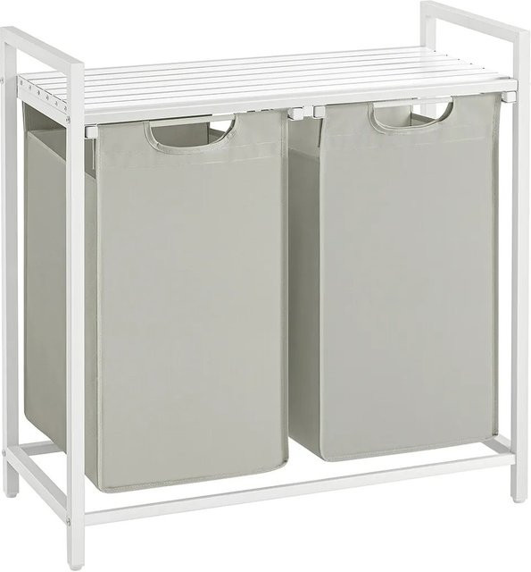 Vasagle Wäschekorb mit 2 Fächern in Weiß, B/T/H: 33 x 72 x 73 cm - Bild 1