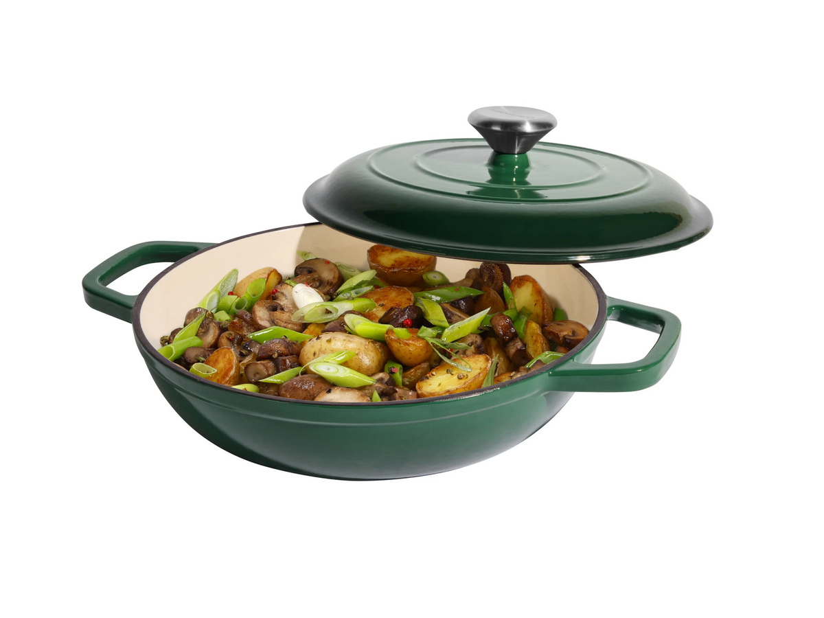 SILVERCREST Premium-Gusseisenservierpfanne aus emailliertem Gusseisen, Farbe: Grün, Durchmesser: 25 cm - Bild 4