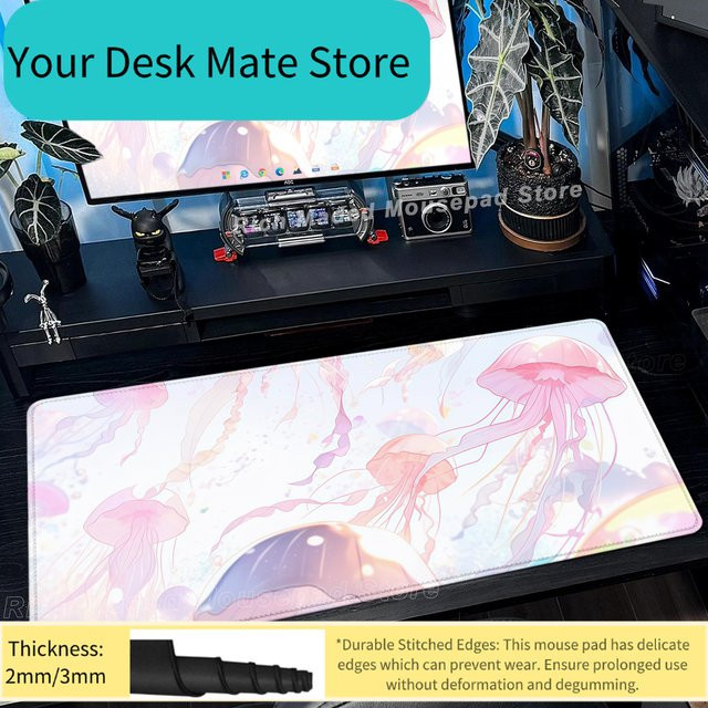 Potdemiel Mausunterlage mit Quallen-Design, XL E-Sport Tastaturpad, transparent und multicolour - Bild 1