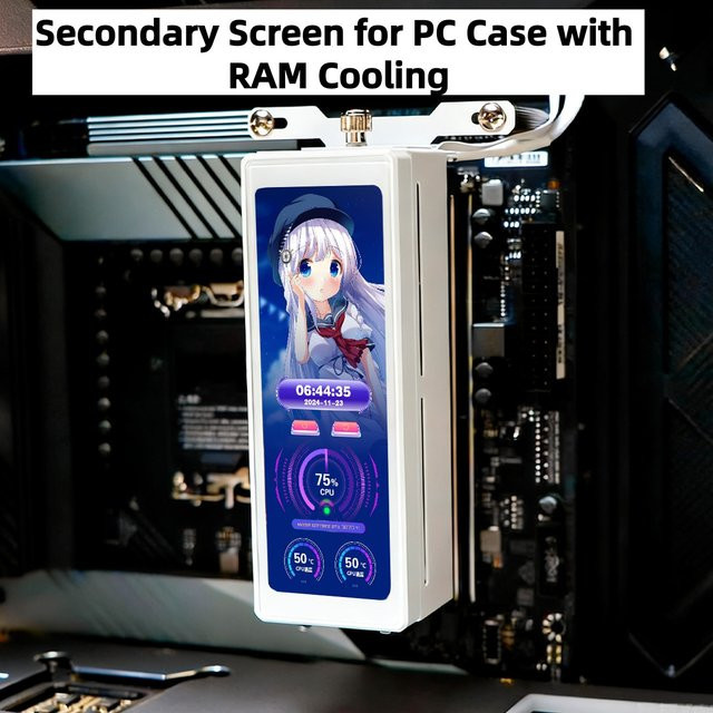 CX FUTRUE All-in-One PC Hardware Monitor und RAM-Kühlkit mit 4,58-Zoll-IPS-Zweitbildschirm und drei Lüftern in Schwarz - Bild 1
