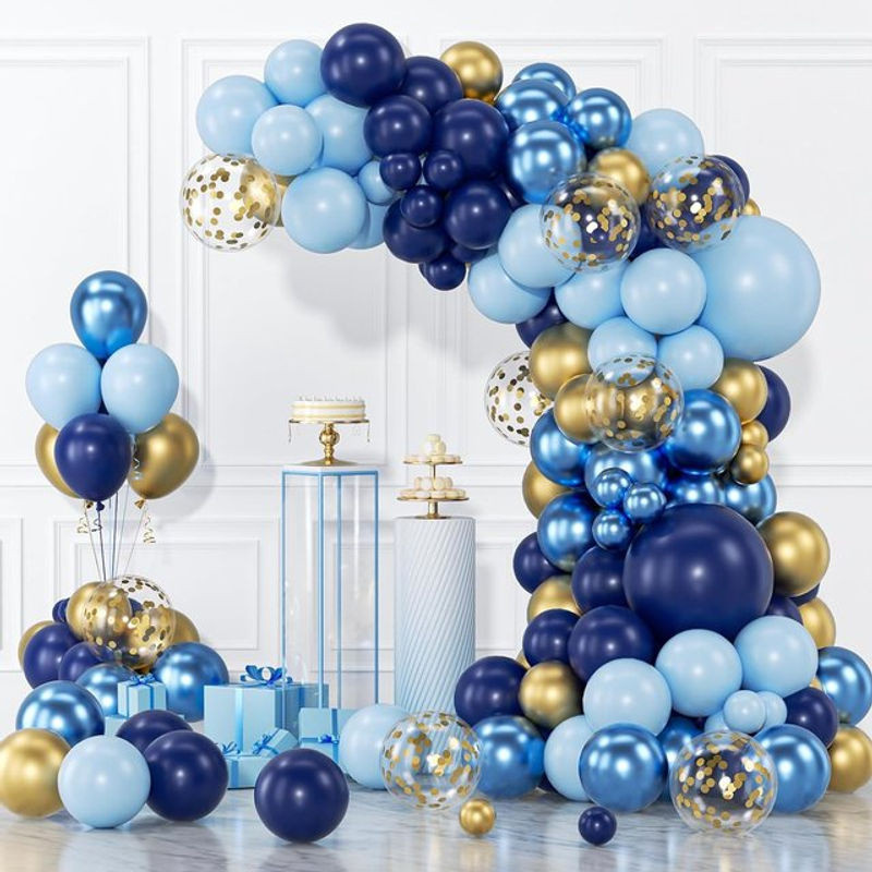 152-teiliges Latex-Ballon-Set in Blau und Gold für deine Geburtstags-, Hochzeits- oder Valentinstags-Dekoration - Bild 1