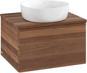 V&B Waschtischunterschrank Antao mit Frontstruktur und Beleuchtung in Walnut, B/T/H: 60 x 36 x 50 cm - Bild 1