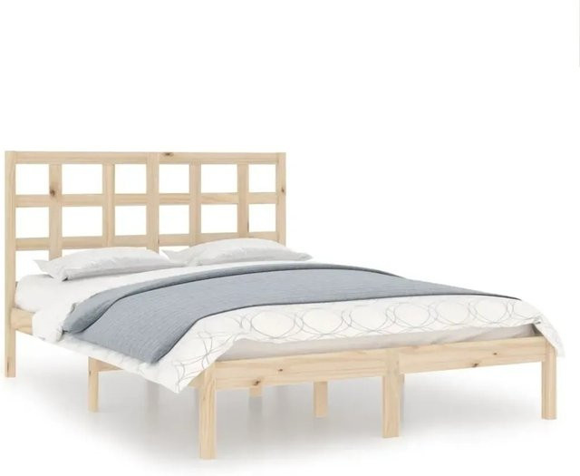 vidaXL Massivholzbett aus Kiefer in Braun mit rustikalem Design, B/T/H: 140,5 x 195,5 x 31,0 cm - Bild 1
