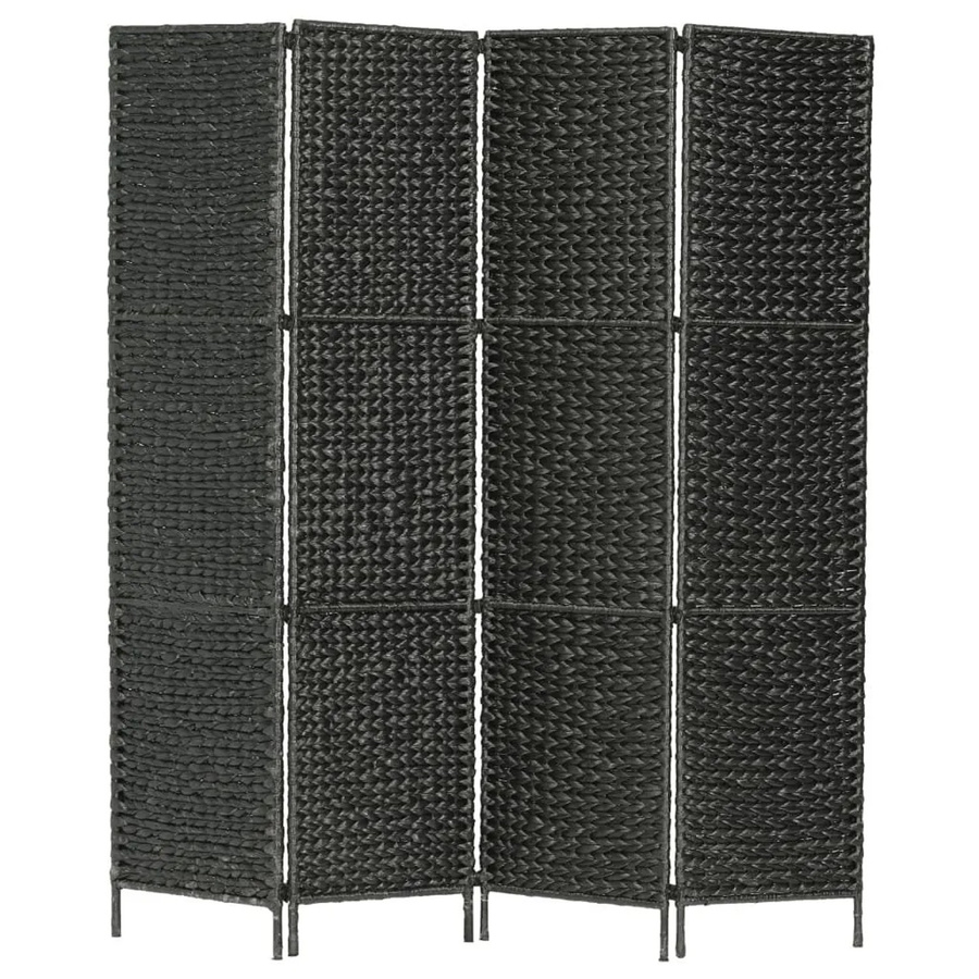 vidaXL 4-teiliger Paravent aus Wasserhyazinthe und Eisenrahmen, Schwarz, B/H: 154 x 160 cm - Bild 2