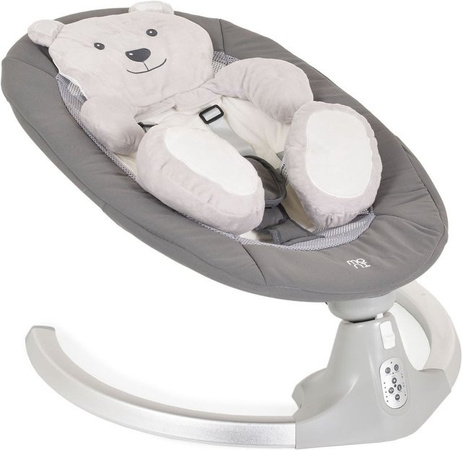Elektrische Moni Babywippe Ari Bär mit Melodien, Fernbedienung und Teddy-Bär Pad in Grau