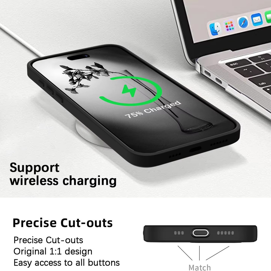 Matte Silikon-Schutzhülle für Apple iPhone 11 bis 16 Pro Max in Schwarz - Bild 3