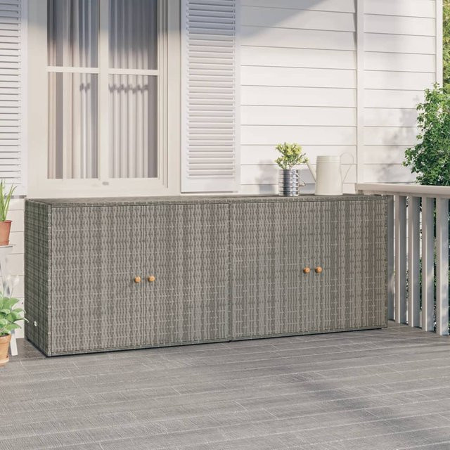 vidaXL Gartenschrank aus Poly Rattan in Grau mit Akazienholz-Elementen, Höhe: 198 cm, Breite: 80 cm, Tiefe: 55,5 cm - Bild 3