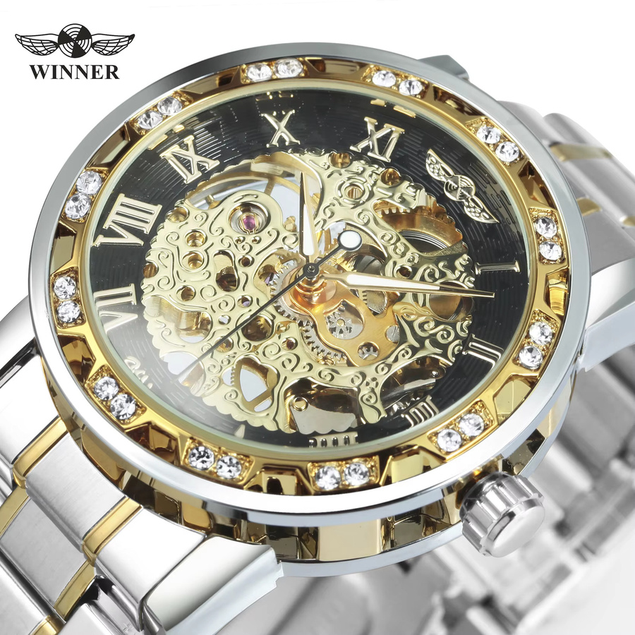 WINNER Armbanduhr, Mechanisch, Gold, Edelstahlarmband, Herren - Bild 2