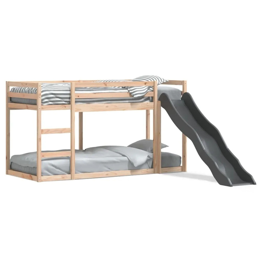 vidaXL Etagenbett für Kinder mit Rutsche und Leiter aus Massivholz Kiefer in Braun, B/T/H: 80 x 200 cm - Bild 2