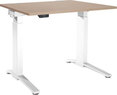 Schäfer Shop Genius Schreibtisch ERGOSTYLE S, elektrisch höhenverstellbar, einstufig, C-Fuß mit Memory Master, Eiche/weiß, B: 120 cm, T: 80 cm, H: 71,5-118,2 cm - Bild 1