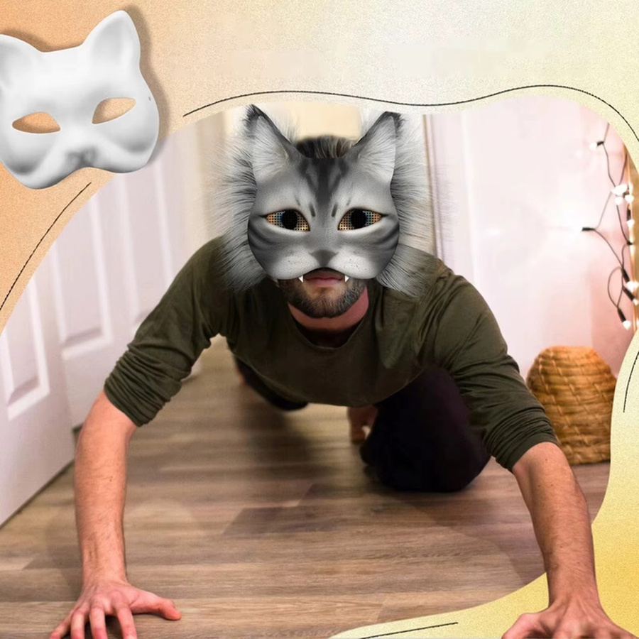 Svintora Weiße Katzenmasken, halbe Tiermasken zum Selbstgestalten, Filz - Bild 4