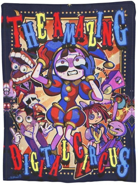 Weiche Samt Überwurfdecke Der Erstaunliche Digitale Zirkus von Jessica Chen, Mehrfarbig, B/B: 100 x 150 cm - Bild 1