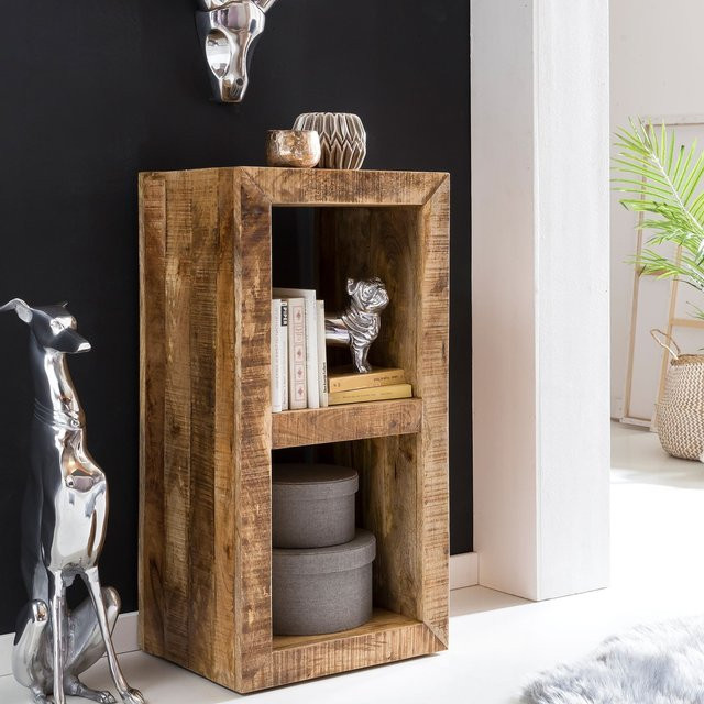 FineBuy Standregal aus Mangoholz in Braun im Landhausstil, B/T/H: 45 x 35 x 90 cm - Bild 1