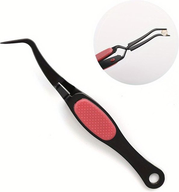 Hobbyworker Reverse-Clip Pinzette aus Edelstahl mit Weichgriff und gebogenen Feinspitzen in Schwarz und Weiß, Länge: 12 cm - Bild 1
