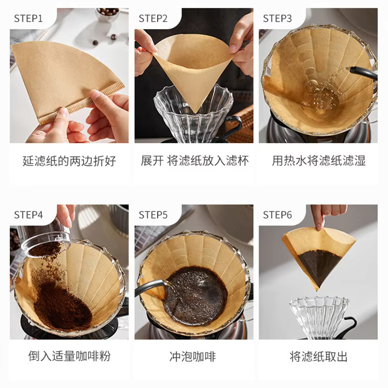 Konische Kaffeefilter aus Holzzellstoff für V01 und V02 Handstanzen, weiß und beige - Bild 2