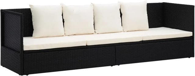 vidaXL Garten-Sofabett aus Poly Rattan in Schwarz mit Kissen und Schlaffunktion - Bild 1