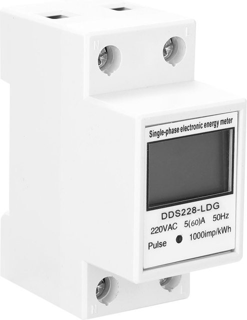 TOMTOP Einphasiger Stromzähler DDS-LDG mit LCD-Display, 220 V 50 Hz, 35 mm DIN-Schienenmontage, Weiß/Bunt - Bild 1