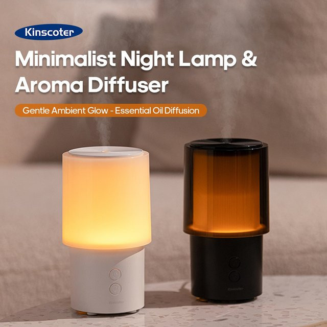 KINSCOTER Aromadiffusor für ätherische Öle als Ultraschall-Luftbefeuchter und Nachtlampe, Schwarz, 140 ml - Bild 1