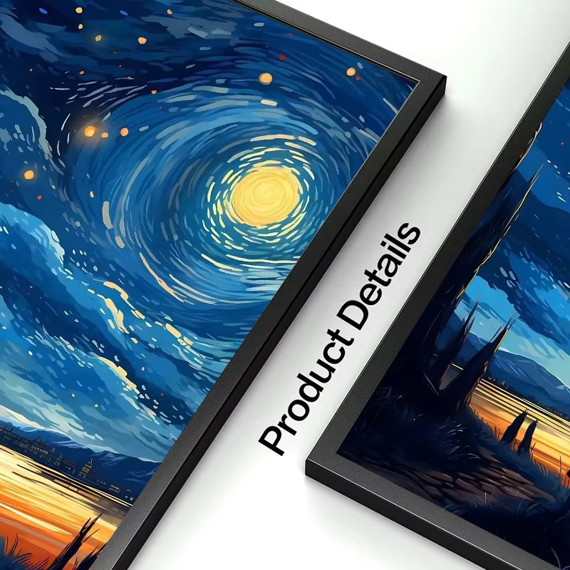 Potdemiel Leinwanddruck Van Goghs Sternennacht Abstraktes Wandkunstbild Mehrfarbig - Bild 2