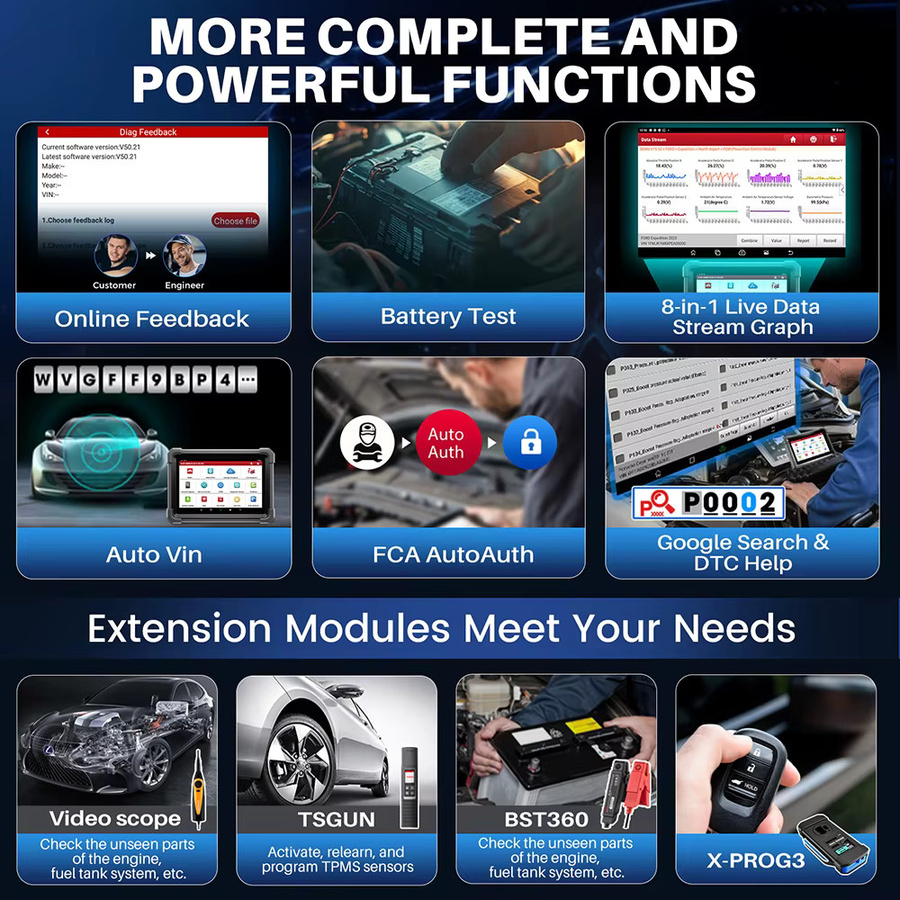 LAUNCH X431 IMMO Plus X-PROG Autodiagnosewerkzeug mit Schlüsselprogrammierung und 38 Reset-Funktionen in Schwarz - Bild 6