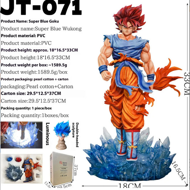 Bandai Dragon Ball Z Super Saiyan Goku Figur, mit Austauschbarem Kopf, LED-Basis, Modell Spielzeug - Bild 1