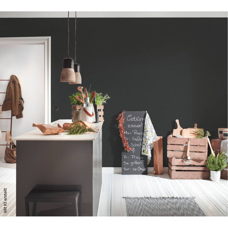 A.S. Création Vliestapete Uni Schwarz Matt B: 53 cm, L: 10,05 m - Bild 3