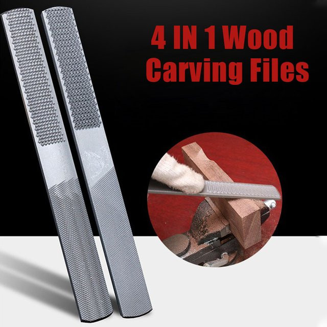 4 in 1 Holzbearbeitungs-Raspel Set aus Legierung in Silber, Flach, Halbrund und Rund für Schnitzarbeiten - Bild 1