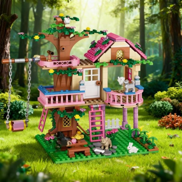 Linyi toy Baumhaus Garten Fee Bausteine Set - Bild 1