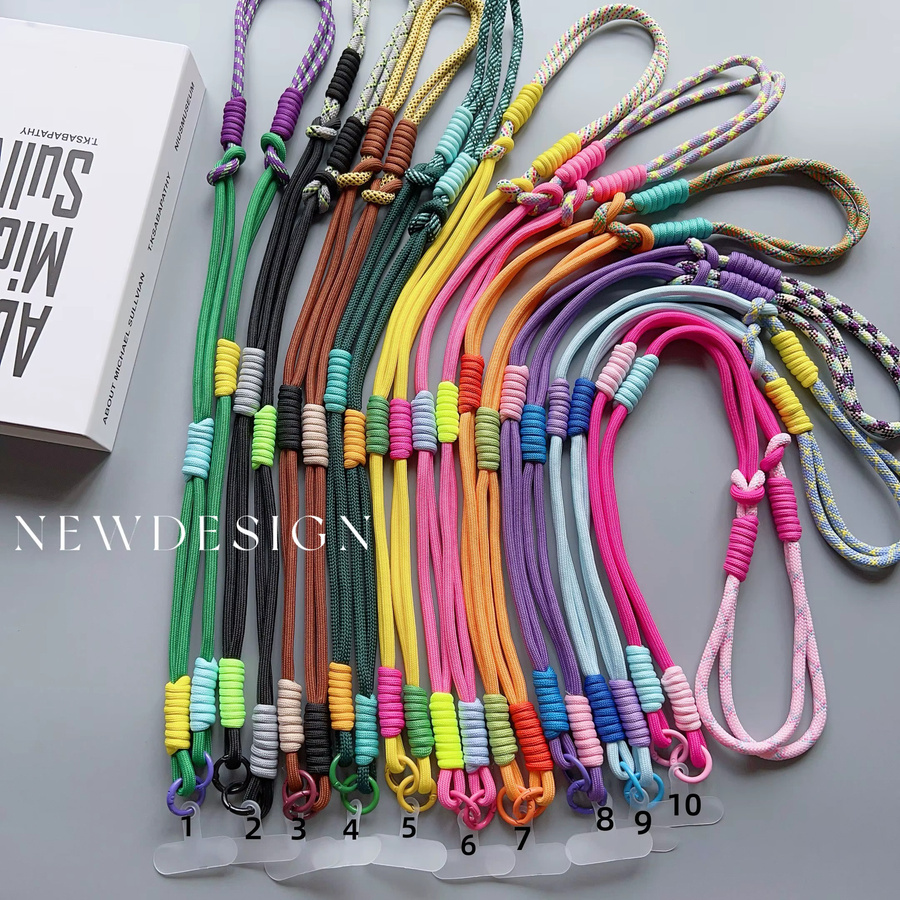 DYM Lanyard Cross-Body Schultergurt mit Schlüsselanhänger und Ersatzflicken, verstellbares langes Seil für Handy-Zubehör, Multicolour, Unisex - Bild 3