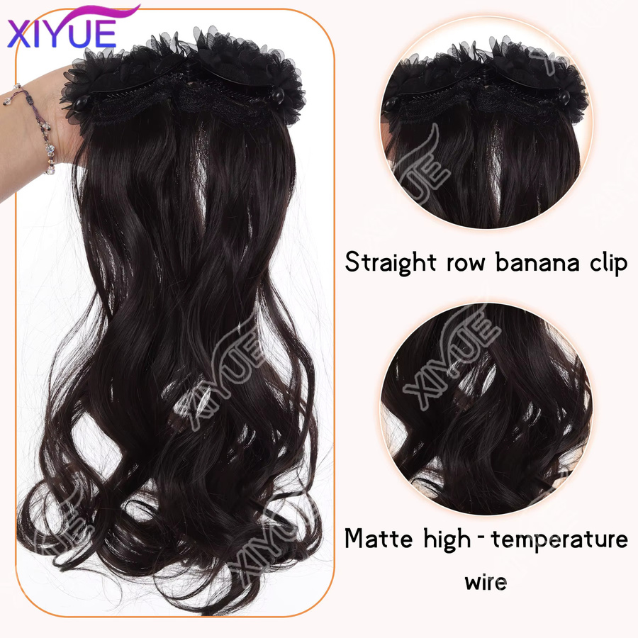 XIYUE Clip-in-Haarschwanzverlängerung, synthetisch, schwarz, gewellt - Bild 2