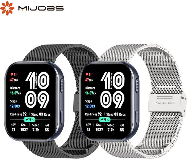 MIJOBS Uhrenarmband Edelstahl, Milanaise, Silber, Amazfit Bip 6, Bip 5, Bip 5 Unity, Unisex - Bild 1