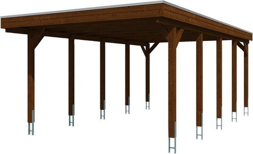 Skanholz Carport Friesland aus Holz in Nussbaum Braun B/T: 397 x 708 cm, Höhe: 241 cm - Bild 2